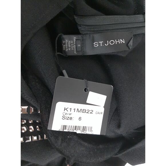 St John Silver Studded Black Wool Sheath Dress Size 6 New - Picture 5 of 9